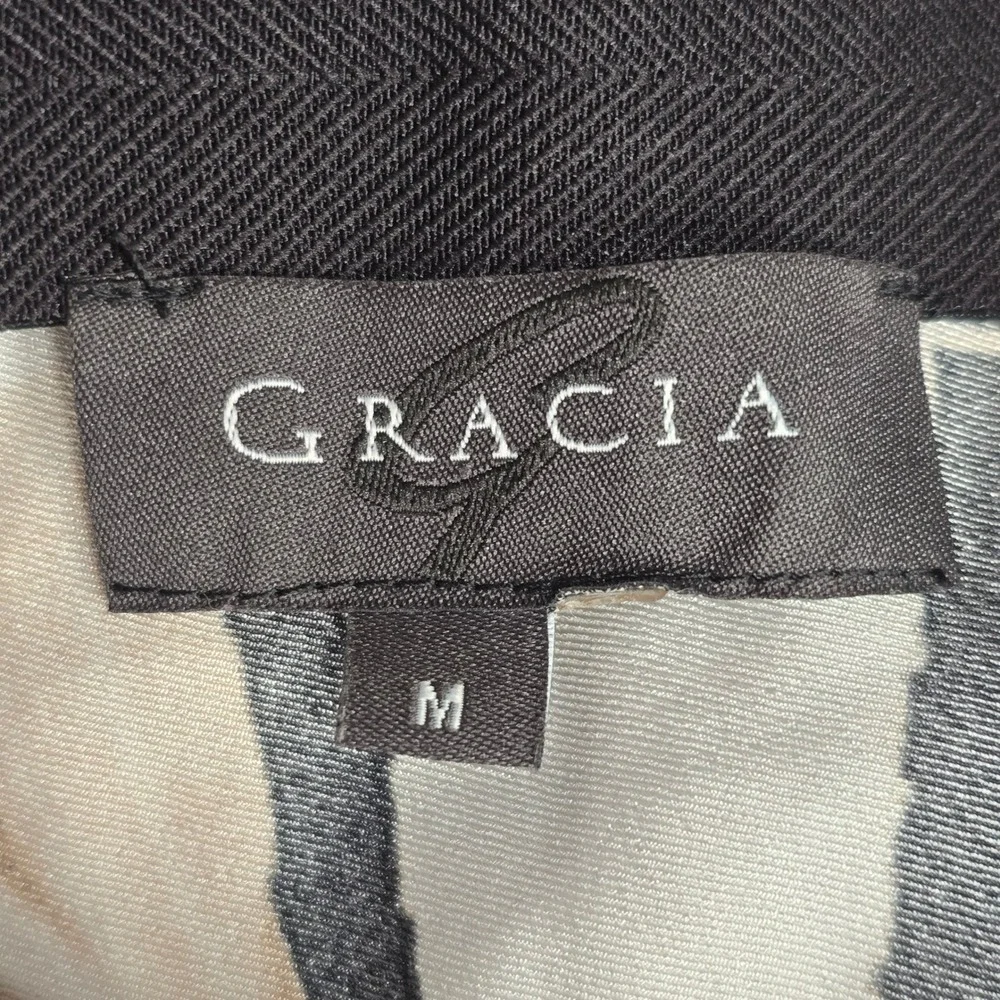 Gracia Maxi Skirt Women M Black Floral Satin Side Zip Boho Resort Minimalist‎